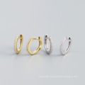 2021 NEW 925 Sterling Silver Fashion INS CZ diamond Round Shape CZ rhinestone gold plated small hoop earrings for women